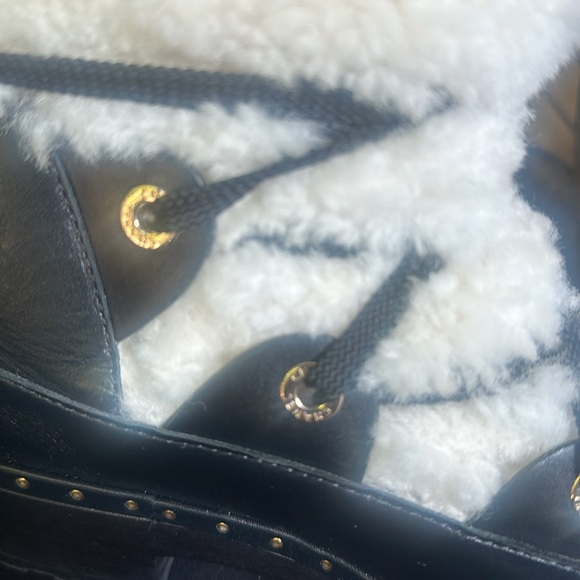 CHANEL Shearling Chain Studded CC High Boots - Picture 5 of 16